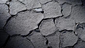 Cracked Earth Surface Showing Signs of Drought and Soil Degradation in an Arid Environment photo