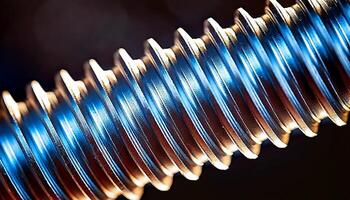 Close-up View of a Shiny Metal Screw Showcasing Intricate Threading and Reflections Under Soft Lighting photo