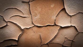 Cracked Plaster Wall Texture Showcasing Intricate Patterns and Earthy Tones During Daylight Hours in Urban Setting photo