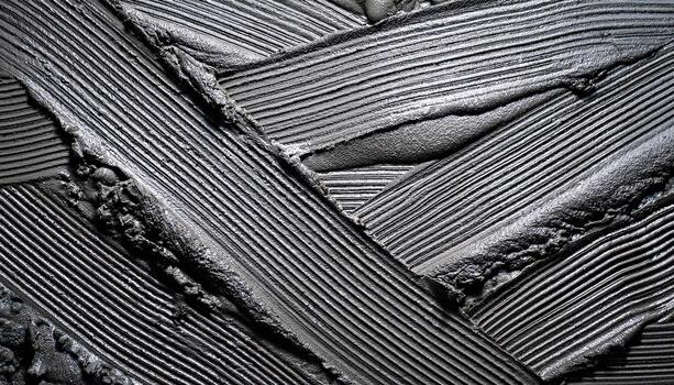Black Textured Surface Displaying Intricate Patterns Made From a Thick Material, Showcasing Details of a Creative Process or Construction Project photo