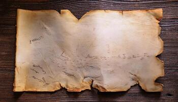 Ancient Parchment Document Showing Faded Writing and Drawings on Weathered Paper photo