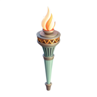 3D A torch with a gently curved flame and soft lighting png