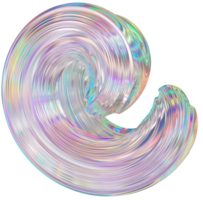 3D Metallic chrome shape, iridescent abstract twist holographic form png