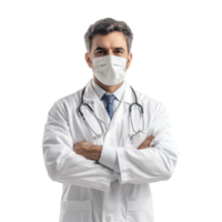 a doctor wearing a mask and standing with his arms crossed png