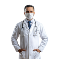 doctor wearing a mask and tie on a transparent background png
