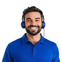 portrait of a smiling customer service representative with headphones on png