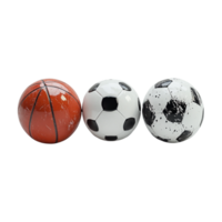 three different colored balls on a transparent background png