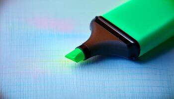Highlighting a Green Highlighter on Paper With Subtle Gradients in Soft Lighting photo