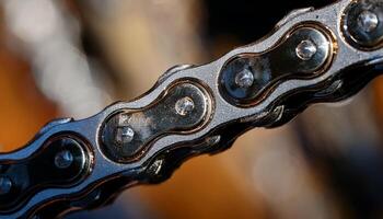Close-up of a Bicycle Chain Showing Intricate Links and Details in Natural Light During the Afternoon photo