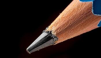 Close-up View of a Sharpened Pencil With a Worn Tip Showcasing Wood and Graphite Texture photo