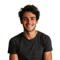 Smiling Young Man in Black T-Shirt, isolated on transparent background png