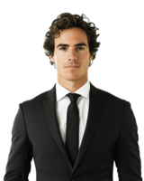 Handsome Man in Classic Black Suit and Tie, Formal Look, Isolated on Transparent Background png