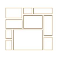 Templates collage ten frames. Line square border layout. illustration vector