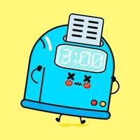 Cheerful Angry Cartoon Punch Clock. Funny Digital Time Machine Character vector