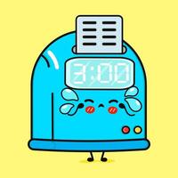 Sad Time Clock. Crying Punch Clock Cartoon Character vector