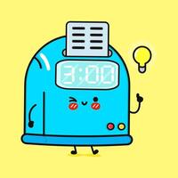 Punch Clock Cartoon. Cute Time Clock Character Has a Bright Idea vector