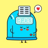 Cartoon Punch Clock. Cute Time Clock with Heart and Smile vector