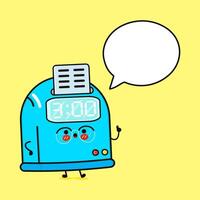 Talking Punch Clock. Cute Cartoon Digital Clock with Speech Bubble. vector