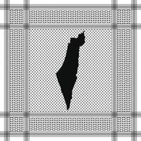Palestine map inside Palestinian keffiyeh scarf with original black and white colors, can be used as a background and social media post to support Gaza and West Bank, good for posters and banners vector