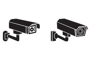 Silhouette security camera icons for safety and protection. vector