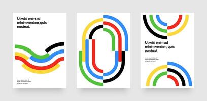 Template with abstract running track for competition, championship or sports event. Colorful lines design for cover, poster, or background. vector