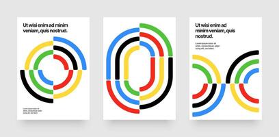 Template with abstract running track for sports event, competition or championship. Colored lines design for poster, cover or background. vector