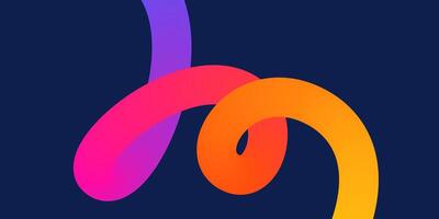 Wavy gradient shapes on dark background. Background with colored squiggles gradient lines design for flyer, cover or banner. vector