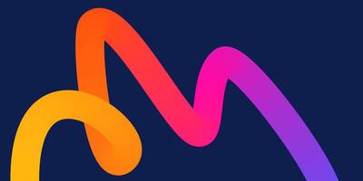 Wavy gradient shapes on dark background. Background with colored squiggles gradient lines design for flyer, poster, cover or banner. vector