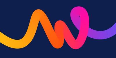 Wavy gradient shapes on dark background. Background with colored squiggles gradient lines design for poster, cover, flyer or banner. vector