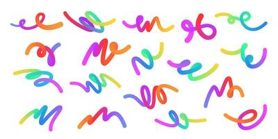 Wavy gradient shapes on Whyte background. Background with colored squiggles gradient lines design for flyer, poster, cover or banner. Set of illustration. vector