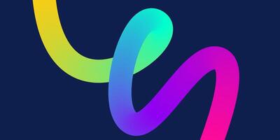 Wavy gradient shapes on dark background. Background with colored squiggles gradient lines design for flyer, poster or banner. vector