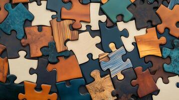 A large group of puzzle pieces arranged in a pattern photo