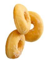 brown baked sugar glazed cinnamon donuts in vertical isolated with clipping path in file format png