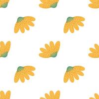 Seamless pattern with yellow flowers on a white background. Floral template for textile, wallpaper, wrapping paper, and print. vector