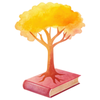 árvore com uma livro em repouso em Está raízes. png