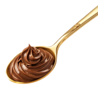 Decadent Chocolate Spread on a Golden Spoon. Perfect for Desserts, Baking, and Indulgent Treats. Savor the Rich Flavor and Creamy Texture png