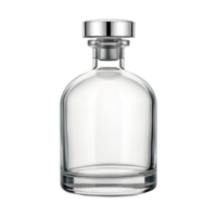 Elegant Clear Glass Bottle with Silver Cap for Storage and Decoration. Perfect for Home Decor, Wedding Favors, and DIY Projects. Enhance Your Space with Stylish Containers png