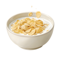 Crunchy Corn Flakes with Creamy Yogurt for a Healthy Breakfast. Perfect for Quick Meals, Nutritious Snacking, and Energizing Starts. Enjoy a Delicious Blend of Flavor and Wellness in Every Bowl png
