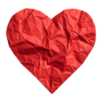 Crumpled Red Heart for Romantic Decorations and Gifts. Perfect for Valentine's Day, Anniversaries, and Creative Crafts. Ideal for Expressing Love and Affection in Unique Ways png