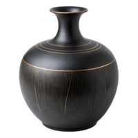 Elegant Black Ceramic Vase with Unique Design for Home Decor. Perfect for Fresh Flowers or as a Standalone Accent Piece. Add a Touch of Sophistication and Style to Any Room png