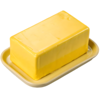Fresh Yellow Butter Block on a Plate. Essential Ingredient for Cooking and Baking. Perfect for Spreading and Flavor Enhancement. png