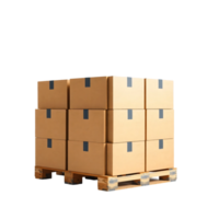 A stack of cardboard boxes on a pallet png