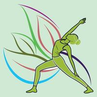 Yoga pose illustration with colorful abstract background vector