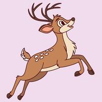 A cheerful cartoon deer jumping with joy. vector