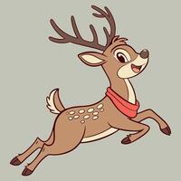 A happy reindeer running with a red scarf vector