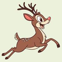 Rudolph the Red-Nosed Reindeer Running Happily vector
