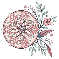 a drawing of a flower and leaves vector