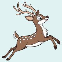 A cute cartoon deer leaping through the air with a joyful expression. vector