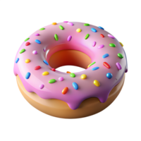 Tasty Donut with Pink Frosting and Colorful Decoration png