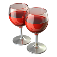 Two Elegant Wine Glasses Filled with Red Wine png
